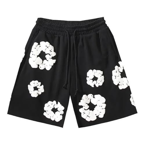 2026 Ensemble 2 Pièces Homme Femme, T-Shirt Et Short D'Été Y2K Hip Hop Streetwear Ensemble Imprimé Floral avec Poche T-Shirt Et Short Jogging pour Plage et Sport
