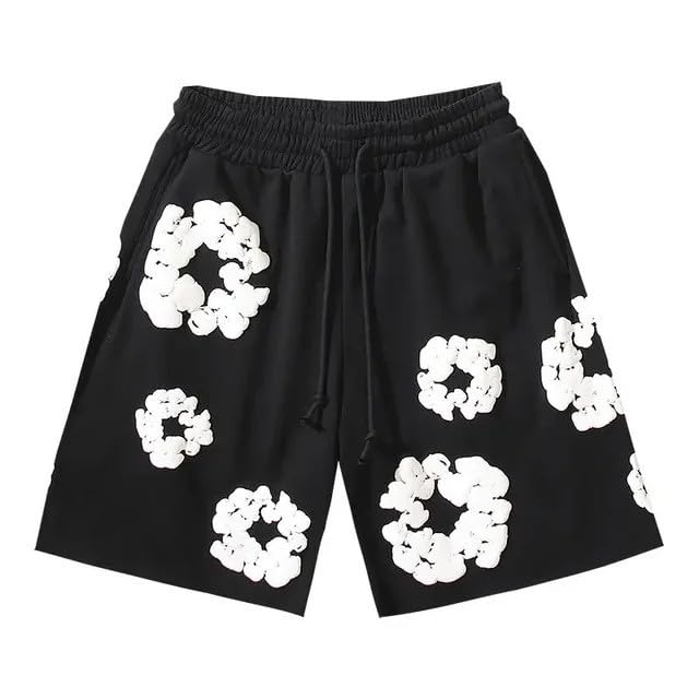 Herren Damen Jogginganzug T-Shirt und Shorts Set 2 Teiliges Sommer Outfit Trainingsanzug Y2K Hip Hop Kurzarm T-Shirts und Hose Unisex 2-Teilig Tracksuit Sportanzug Jogginganzug Männer mit Blumen