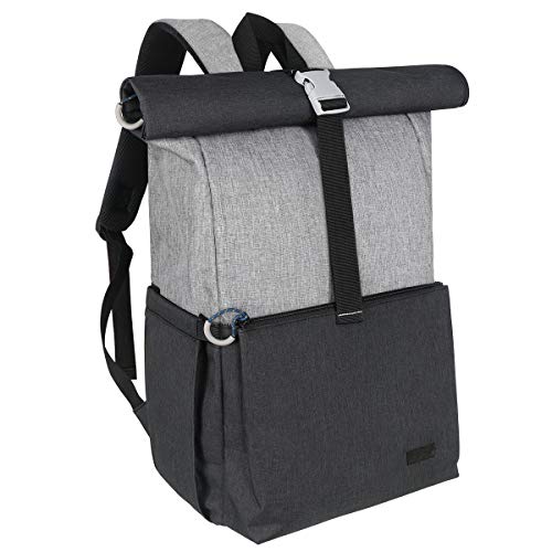Hap Tim Baby Wickelrucksack Wickeltasche, Rolltop lässige Große Kapazität Babytasche Reisetasche für Unterwegs (Grau)