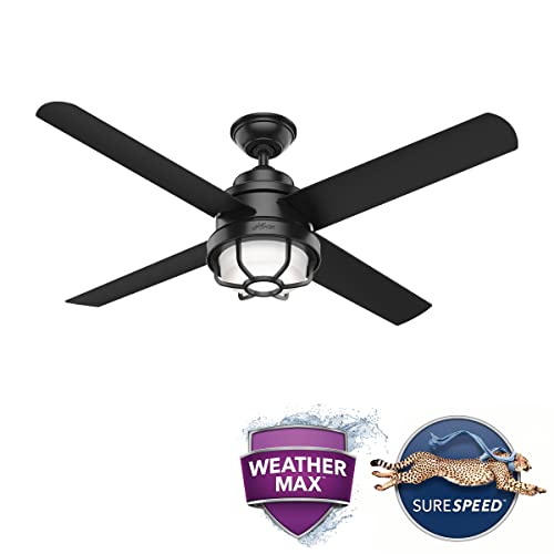 Hunter Searow Indoor / Outdoor Ceiling Fan With Led Light And Wall Control, 54", Matte Black #TOP7