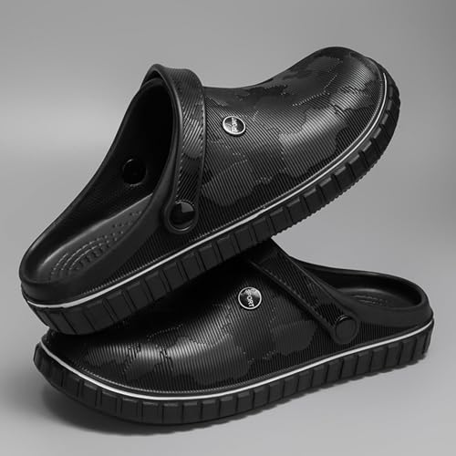 SECHRITE Sabots à Enfiler pour Homme - Antidérapants et imperméables - Bout fermé - pour la Cuisine, Le Bureau, la Plage, la pêche, Noir, 40 EU – vue 6