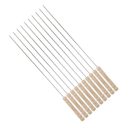 VICASKY Spiedini in Acciaio Resistente Per Barbecue, Set Da 10 Spiedini Rotondi Con Manico in Legno, Per Grigliate, Feste e Campeggio