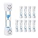 Relaxdays Sabliers brossage de Dents, Lot de 10, pour Enfants, minuteurs, 3 Minutes, Silencieux, Verre/Sable, Blanc-Bleu