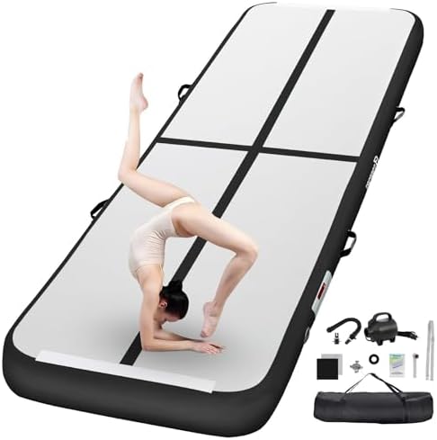 FBSPORT Airtrack Matte,10/20cm Hoch Verdicken 2/3/4/5/6 M Tumbling Matte,Gymnastikmatte mit Luftpumpe,Trainingsmatte mit Tragetasche,Turnmatte für Zuhause, Outdoor,Yoga, Übungsgymn