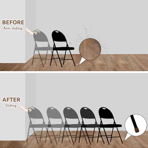 Image of Jetec 300 Pcs Brown Folding Chair Leg Caps, 7 /8 Inch Round Protectors | Heavy-duty Plastic Glides, Non-marring Floor Protectors for Hardwood Tile Floors, Replacement Feet Tips, Round Tube Fit