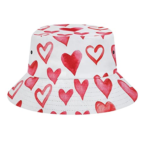 Heart Bucket Hat for Women Men Unisex Cotton Wide Brim Sun Hat Outdoor Summer Travel Hiking Beach Cap