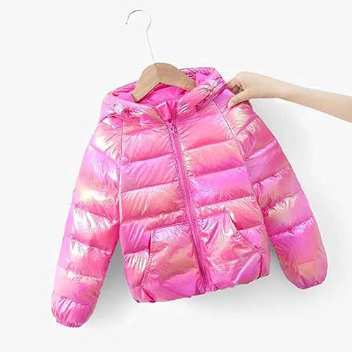 Children Autumn Winter Coat Boys/Girls Cotton Jacket Autumn/winter Solid Color Letter Printing (Hot Pink, 6-7 Years)3