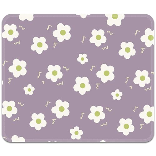 Image of FROGIGO Mouse Pad with Stitched Edges - Purple Floral Mousepad for Women, 9.25 x 7.75 inch Washable Square Desk Pad, Non-Slip Rubber Base, Office Home Laptop Accessories - Purple Bloom
