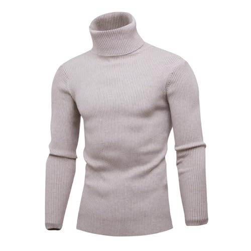 GifrAn Pull à col roulé for Hommes, décontracté, Couleur Unie, tricoté, Slim Fit, Manches Longues, vêtements Chauds for Hommes, Automne Hiver (Color : Khaki1, Size : XXL)