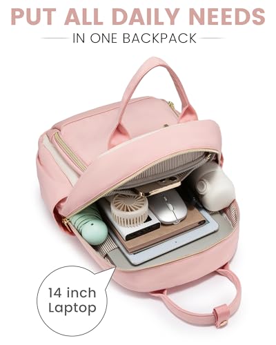 Image of LOVEVOOK Small Backpack Purse for Women, Mini Backpack, Light Weight Cute Fashion Backpack for Work Daily Travel, Pink-Beige