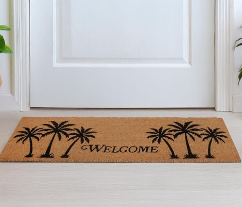 Image of CRISPIFY Natural Coco Coir Main Door Mat for Entrance - 120x40 cm, Welcome Mat for Door Entrance with Unique Palm Tree Design, Durable Doormats for Main Door Entrance Decor