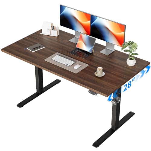 Image of Agilestic Electric Standing Desk, 48 x 28 Inches Height Adjustable Desk, Sit Stand up for Work Office Home, Ergonomic Rising Computer Table with Memory Preset, Dark Walnut