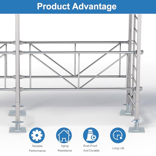 18" Scaffold Adjustable Leveling-Jack Parts - Yzzwer Galvanized Solid Threaded Rod Scaffolding Feet for Baker Style Scaffolding 4 Pack