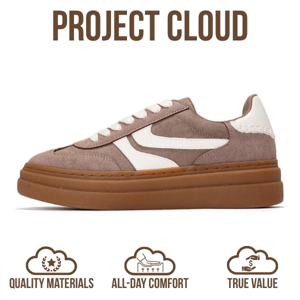 Project Cloud Platform Sneakers for Women Footwear - Memory Foam Insole Womens Shoes, Lightweight and Non-Slip Sole Lace Up Fashion Sneakers (Dodge)3