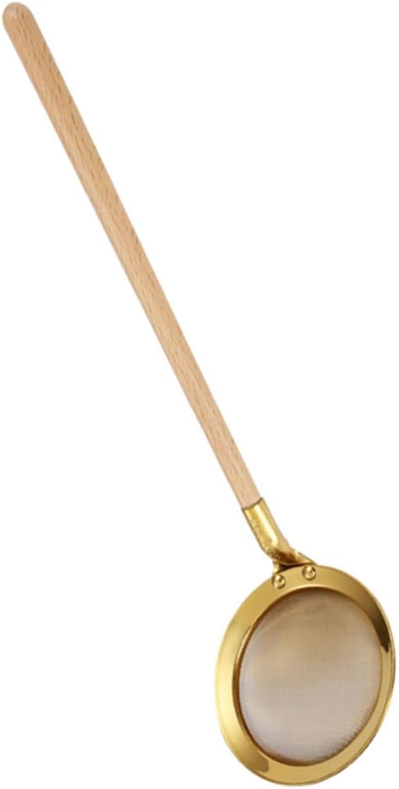 Ergonomic Wooden Handle Skimmer Spoon Fine Mesh Strainer Fat Skimmer for Cooking Easy to Clean Kitchen Essential