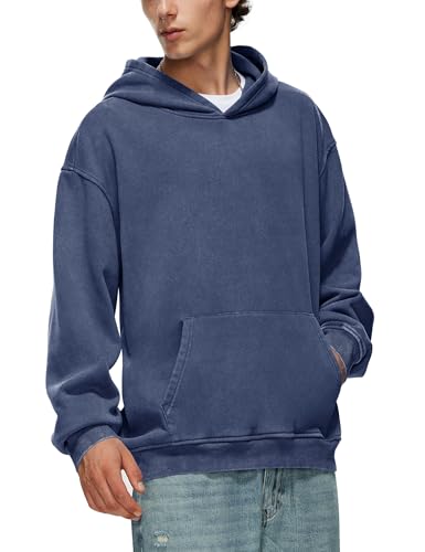 Iwing Oversized Acid Wash Hoodie for Men Unisex Heavyweight Fleece