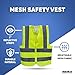 NEIKO Mesh Safety Vest, High Visibility Vest, Reflective Strips, Zipper Front, Reflective Vest For Men & Women, Work Vest, Security Vest, Hi Vis Mesh Neon Yellow Vest X-Small 54075A