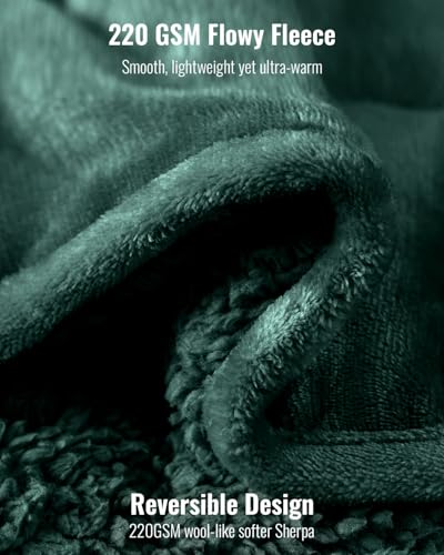 Uttermara Weighted Blanket for Adults, Queen Size Heavy Blanket with Reversible Soft Shiny Velour Fleece and Cozy Warm Sherpa for Couch Bed, Calming and Relaxing, 60 x 80 inches 20 lbs in Green