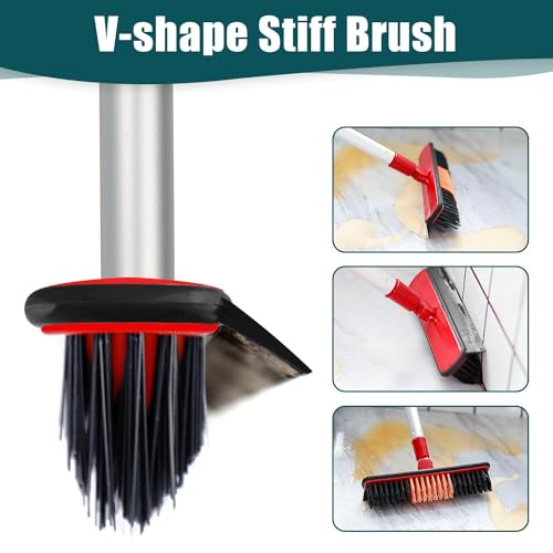 Image of Air Broom, Household Magic Silicone Broom Sweeper, Adjustable Air Broom with Extra-Long Stainless Steel Handle, Multifunction Fixed Squeegee for Floor, Glass, and Tile (Red)
