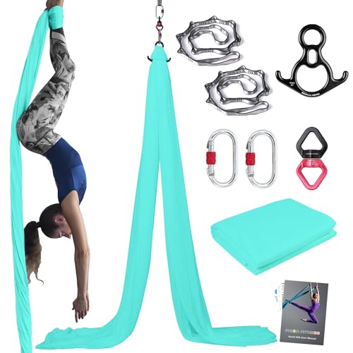 PRIOR FITNESS 9 Yards Aerial Yoga Silks Starter Kit Colorful Hammock Set with Hardware & Guide for All Levels of Aerial Yoga Practice and Acrobatic Flying for Adults