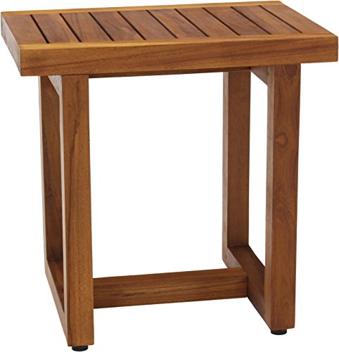 Image of AquaTeak The Original 18 inch Spa Teak Shower Bench & AquaTeak Premium Teak Oil