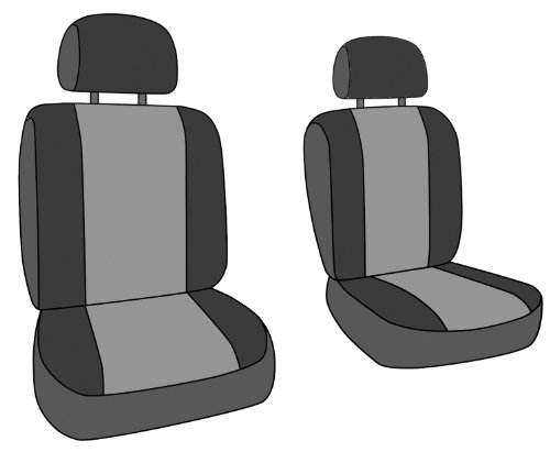 Front Buckets Seats, Caltrend Neosupreme Seat Covers For 2012-2015 Toyota Tacoma Charcoal Insert With Black Trim #TOP1