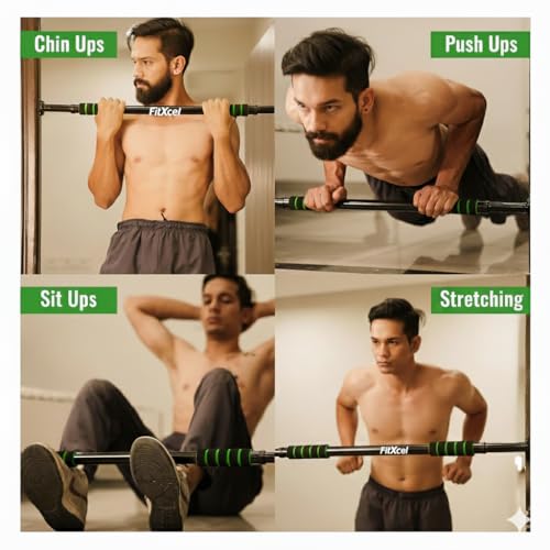 Image of Multi-Functional Pull-Up Bar for Home Workouts | No Screw pull up bar stand with Anti-Skid Grip for Pull-Ups, Chin-Ups, Push-Ups, Sit-Ups, and Stretching Adjustable Upper Body and Core Workout Bar