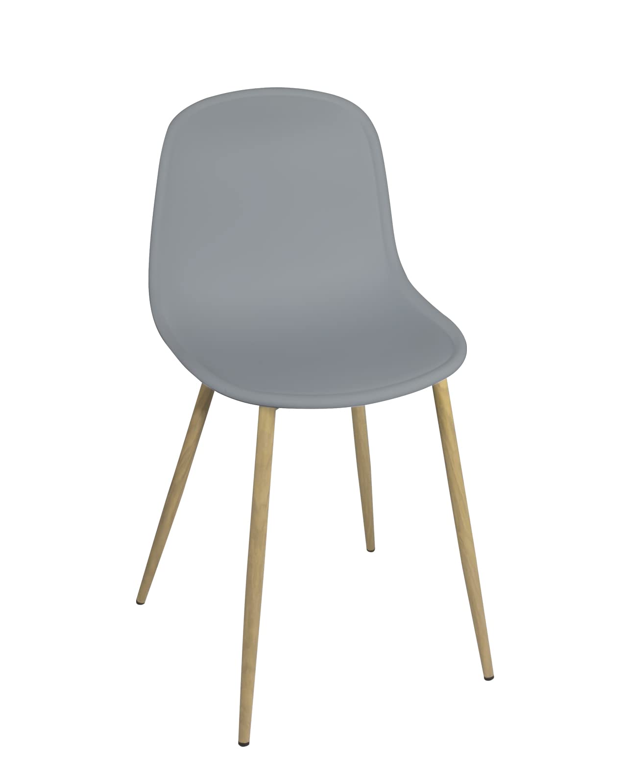 KAYELLES Lot de 4 chaises de Cuisine Pieds métal Imitation Bois YENI (Gris)