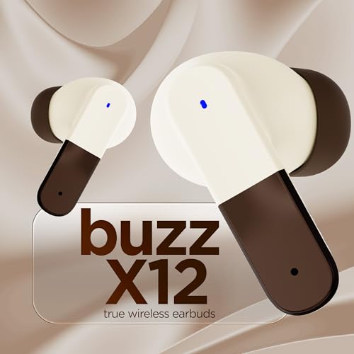 Image of Dubstep Buzz X12 TWS Earbuds, 60H Playtime, Bluetooth 6.0 Wireless Earbuds with ENC Noise Cancellation, 13mm Drivers, Game & Music Mode, Touch Control, Type-C Fast Charging (Beige)