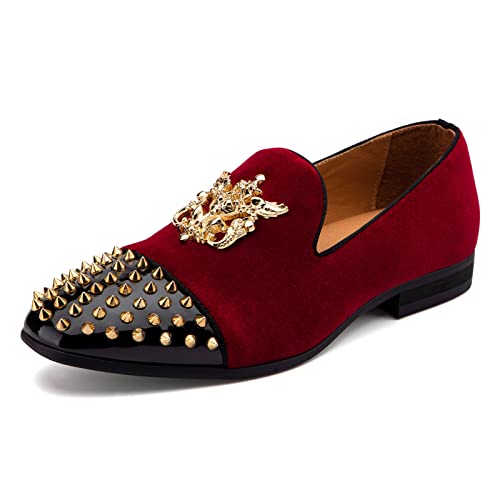 Image of Meijiana Mens Velvet Loafers Dress Shoes with Metal Embellishments Party Luxury Loafer Shoes