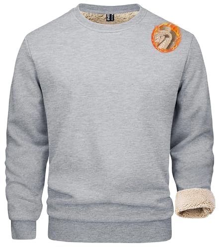 Image of MAGCOMSEN Mens Sweatshirts Pullover Sweater Outdoor Hiking Running Tops Mens Jumper Classic Plain Round Neck Jumpers Active Sweatshirts Casual Wear Jumpers Mens Baselayer Tops, Light Grey