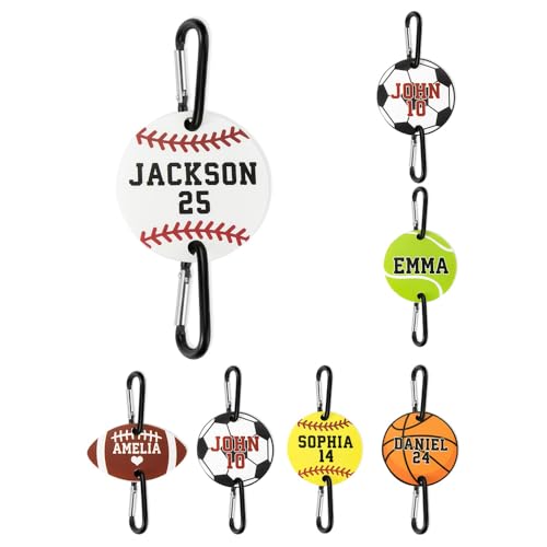 BYFDIY Custom Baseball Bag Hook for Fence Personalized Baseball Bag Clip for Fence Soccer Tennis Basketball Football Softball Bag Hook for Water Bottle Backpack