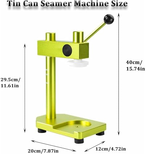 Manual Can Sealer for Home Use No Electricity - Adjustable Height Fixed Base Universal Sealer for Various Size Can Covers & PET Bottle Lids (Silver)