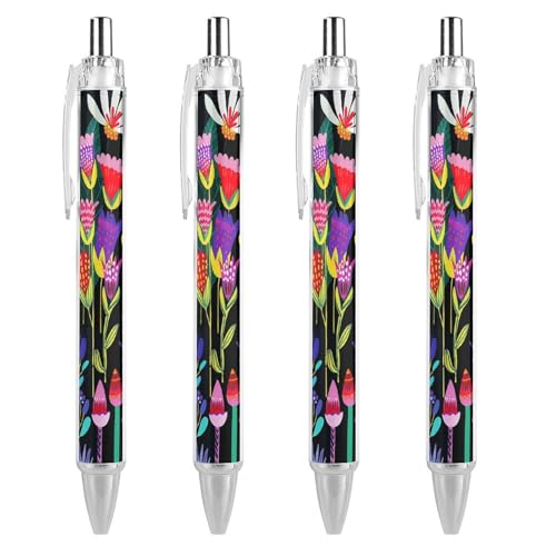 Stylos à bille rétractables prise en main confortable lot de 4 encre noire