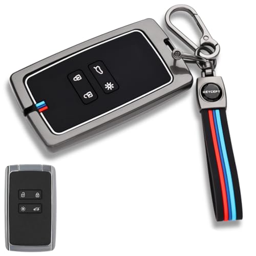 Image of KEYCEPT Metal Alloy Key Cover Compatible for Triber, Kiger 4 Button Smart Card Key with Keychain (Long Keychain).