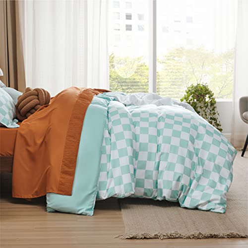 Bedsure Checkered Duvet Cover Queen - Plaid Duvet Cover Set With Zipper Closure, Green Bedding Set, 3 Pieces, 1 Duvet Cover 90"X90" With 8 Corner Ties And 2 Pillow Shams 20"X26" #TOP6