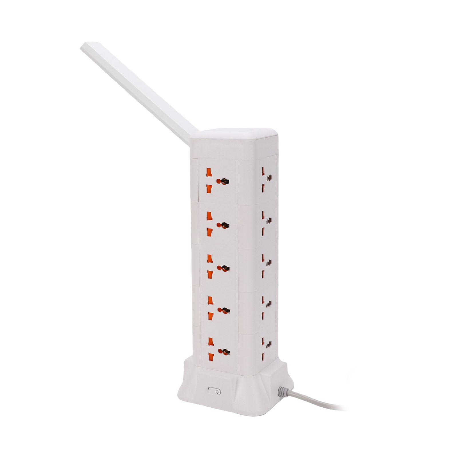 Ciabatta a Torre con Luce, 15 Prese e 3 Porte USB (Spina europea | Presa a Torre Multipresa, 15 CA 3 USB, Luce di Protezione da Sovraccarico, ABS Ignifugo, Dormitorio per Scrivania da Ufficio