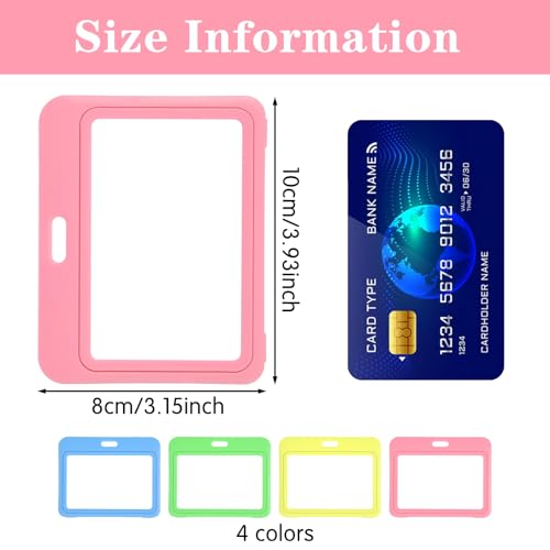 4 Stück Dienstausweis Hülle,Ausweishülle Hartplastik Kartenhalter Hartplastik Kartenhülle Hartplastiks Stempelkarten Hülle Fahrkartenhülle für Büros Schulen(Hellblau Fluoreszierendes Grün Gelb Rosa)