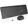 Wireless Keyboard and Mouse Combo, WisFox 2.4GHz Ergonomic USB Keyboard with Phone Holder, Full Size Keyboard and Mouse…