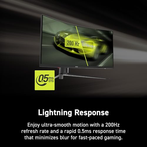 Image of msi MAG 345CQRF E20 34-inch 3440 x 1440 (UWQHD) Gaming Monitor, 180Hz, AMD FreeSync Premium, HDR Ready, HDMI, VGA Port, VESA, Tilt, 1ms, Black