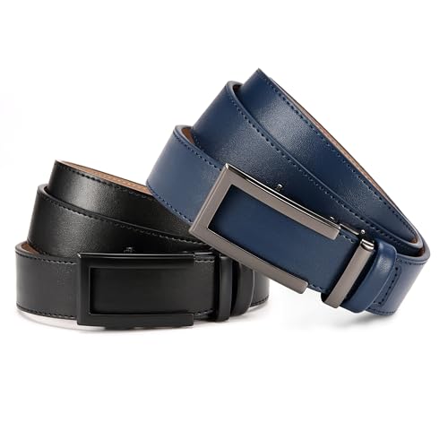 Leather Ratchet Belt Men - 2 Pack-Click Mens Belts Casual Accessories for Every Occasion (35mm)2