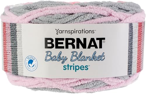 Image of Bernat Baby Blanket Stripes, 10.5 oz, 100% Polyester, Ballerina