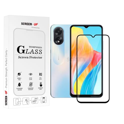 Image of ScreenUp Tempered Glass For Oppo A18 - Ultra Clear, 9H Scratch Resistant, Full Coverage, Easy Install Screen Protector