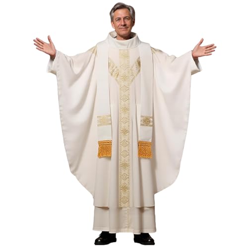 BPURB Katholische Priester Chasuble Messgewand Kirche Zelebrant Vater Messe Gewand Robe mit Stola