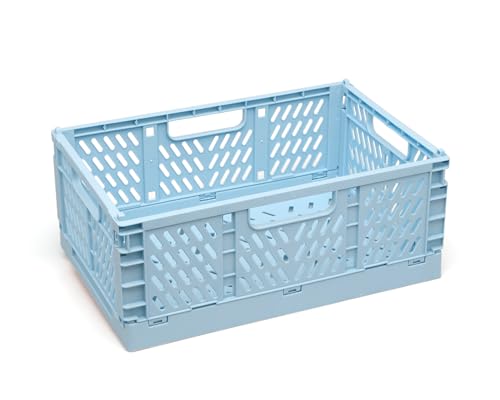 Kiokids | Caja de Almacenaje Plegable Azul 30x20x12 | Diseño Apilable y Compacto | Material Duradero Polipropileno | Ideal para Guardar y Organizar