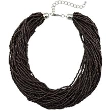 Bocar Multiple Strand Handmade Beaded 16" Statement Collar Necklace for Women