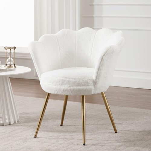 chairus Fauteuil de Salon Moderne Chaise Coquillage avec Pied Métal Fauteuil Coiffeuse Coussin...