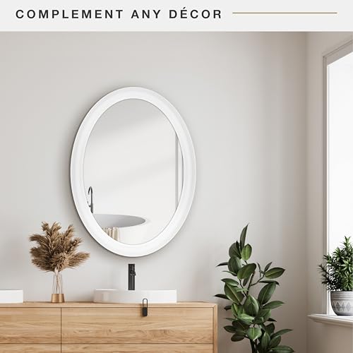 Image of MCS Wall Mirror, 21x31, Classic White Oval, for Bathroom & Bedroom