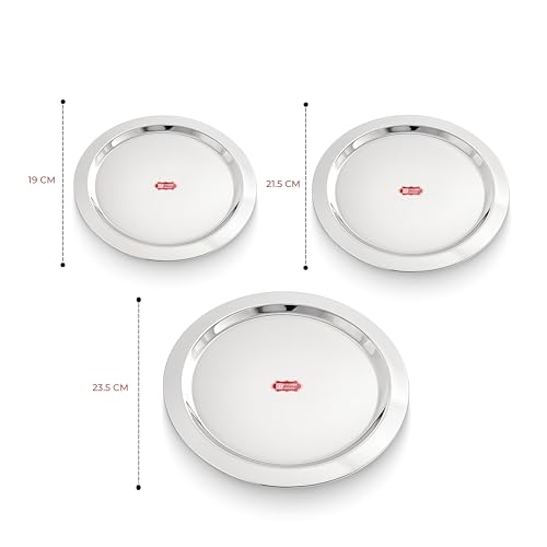 Image of Kitchen Expert - Stainless Steel Lid Set | Round Steel Lid Covers | Tope /Cheeba /Dhakan Set for Kitchen Utensils | Multipurpose | Set of 3 (19cm, 21.5cm, 23.5cm)