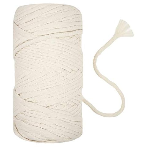 HAND U JOURNEY 6mm Un-Dyed Nature Cotton String, 109 Yards 100 m Single Strand Macrame Rope 109 Yards（100 m）for Weaving,DIY Crafts, Wall Hangings, Plant Hangers, Gift Wrapping and Wedding Decorations Cover